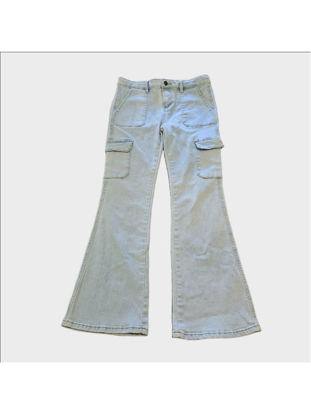 Girls Forever 21 Light Blue Cargo Flare Jeans Size 13/14